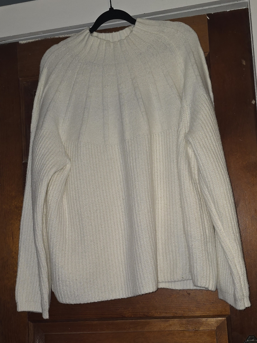 Nine West Off White Ribbed Mock-Neck Sweater